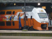 P1010307  NS (Dutch Railways) sponsors the Olympics, this VIRM class double deck trainset is one of the omlypic trains.
