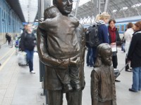 DSC08665  The station was the embarkation point for the children evacuated by Nicholas Winton to the UK in 1939. Most of these 669 children survived the war never to see their parents again. The statue commemorating this really moved me. The girl standing silently and the boy desparately clinging to his father. And the father looking into the distance already detached by the horrors to come.