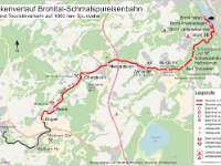 Brohltalbahn  -->  The 18 km long Brohltalbahn runs from the Rhine into the Eiffel vulcanic region until Engeln ( Source )
